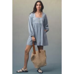 NWT Anthropologie Denim Cotton Babydoll Mini Dress - Small